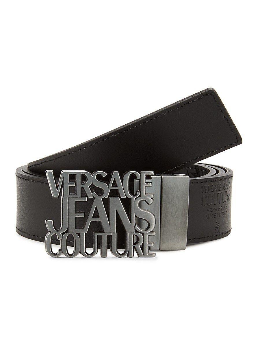 Renderen Corroderen doorboren Versace Jeans Couture Reversible Leather Logo Buckle Belt in Black for Men  | Lyst