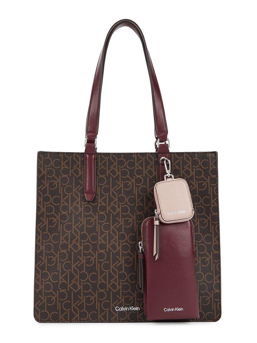 Calvin Klein Gene Monogram Tote in Brown