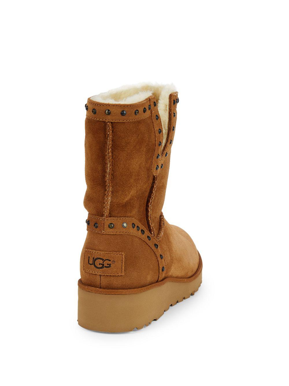 UGG Cyd Lamb Shearling Studded Boots in Brown | Lyst