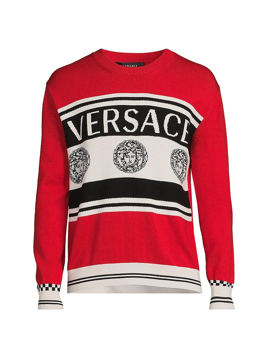 Versace Medusa Logo Wool Sweater in Red for Men Lyst Canada