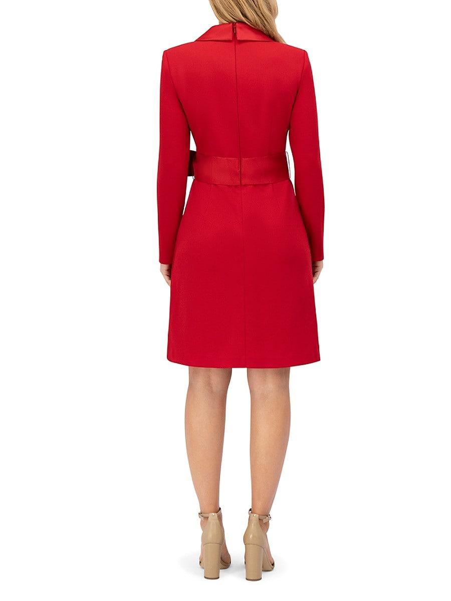 Eliza J Shawl Collar Satin Bow Blazer Dress in Red Lyst UK