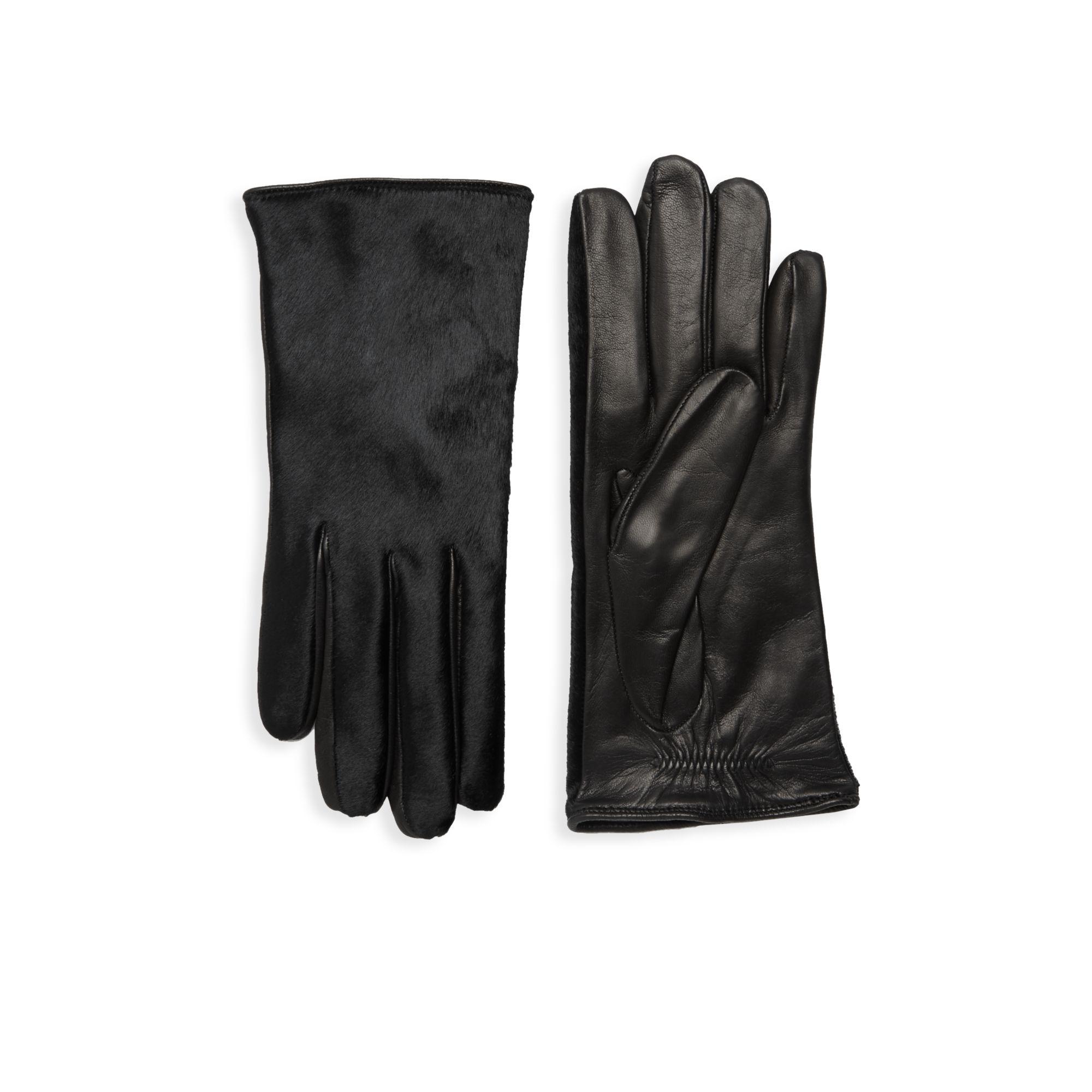 Portolano Dyed Calf Hair Leather Gloves in Black Lyst