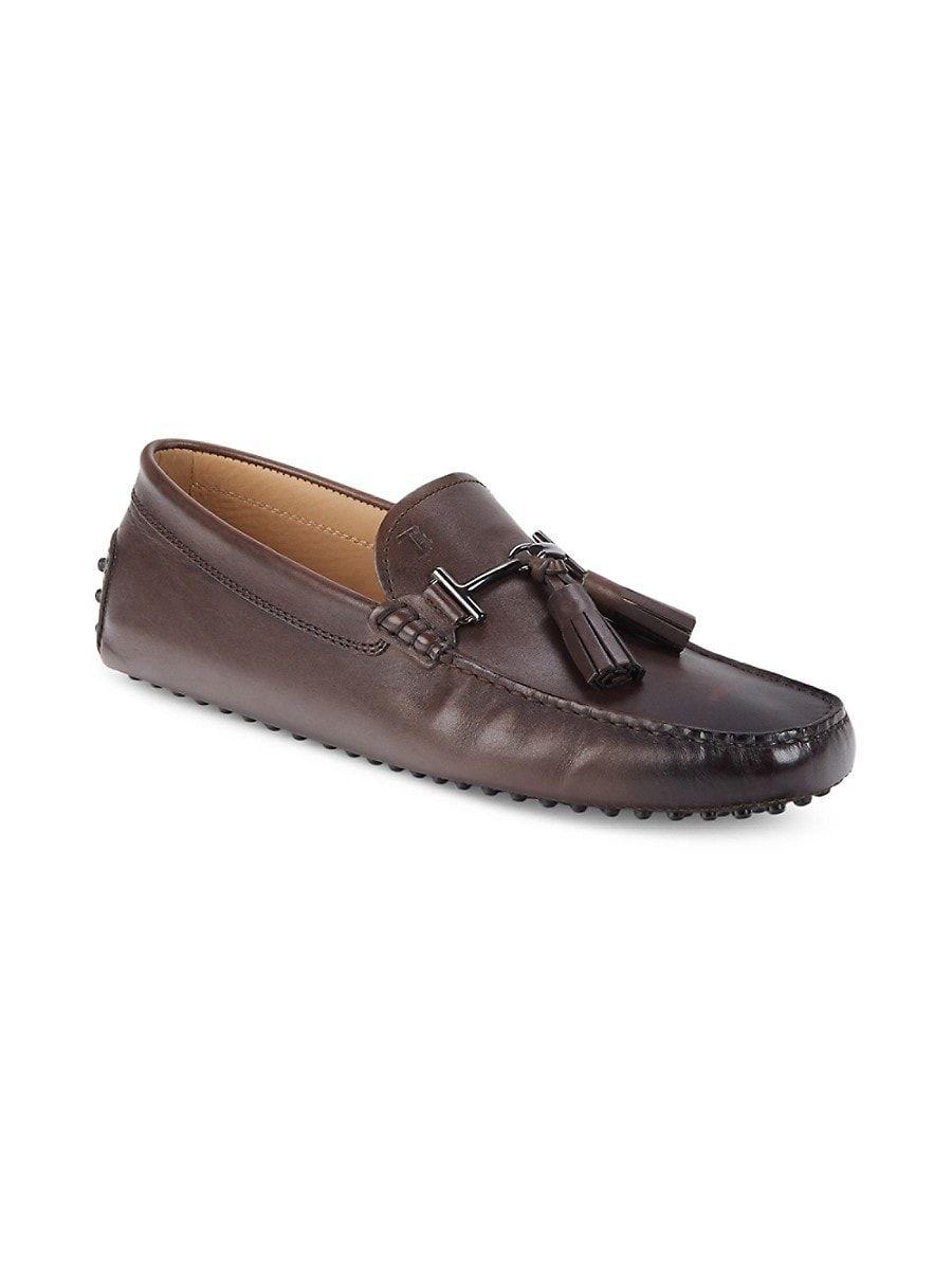 Tod's Leather Tassel Driving Loafers in Brown for Men | Lyst