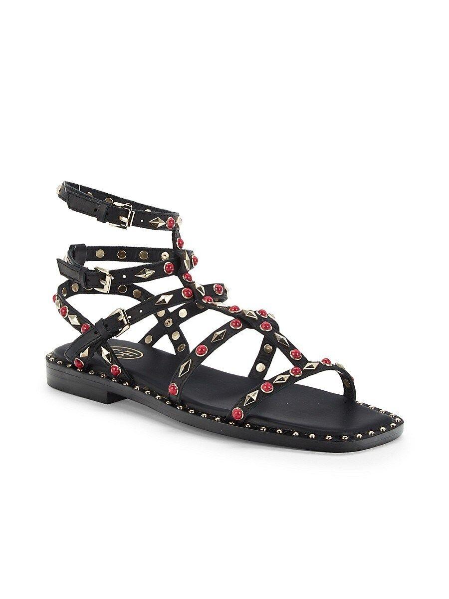 Ash Marrakech Studded Leather Gladiator Sandals in Black | Lyst