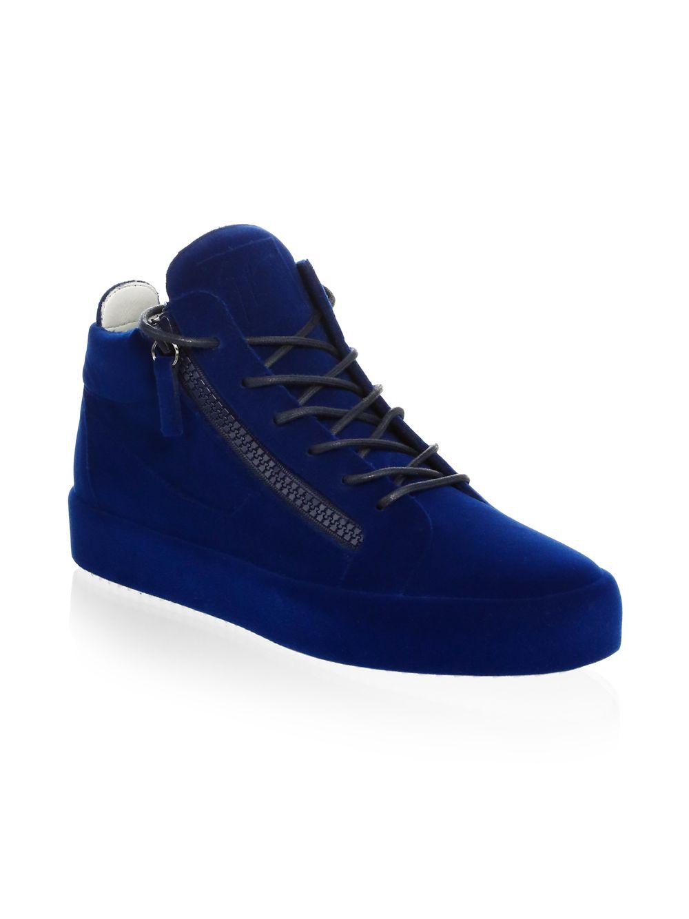 Giuseppe Zanotti Velvet Spray High-top Sneakers in Blue for Men | Lyst