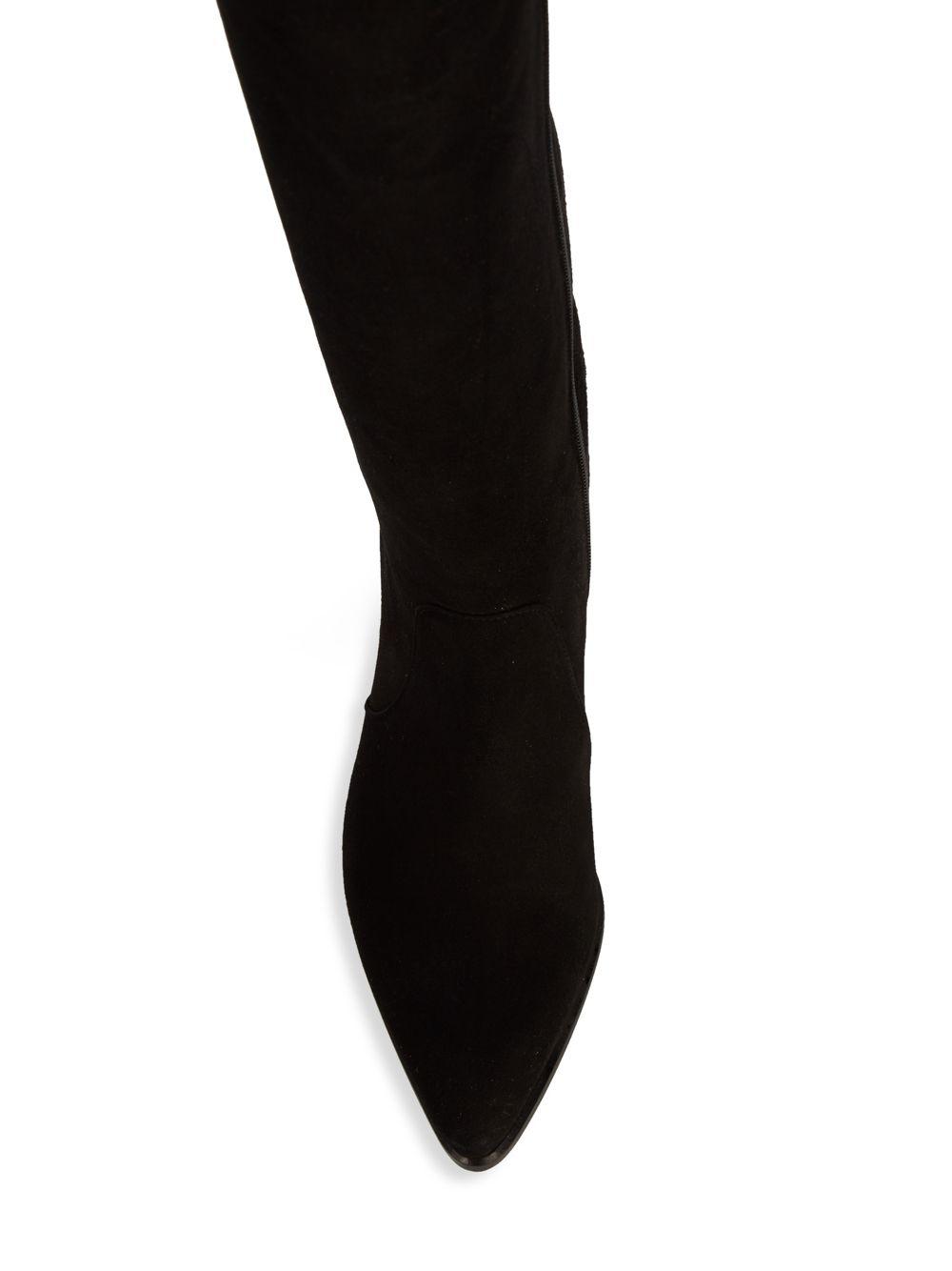 stuart weitzman snap suede block heel tall boots