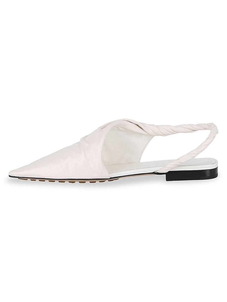 Bottega Veneta Pointed Toe Twist Leather Slingback Flats in