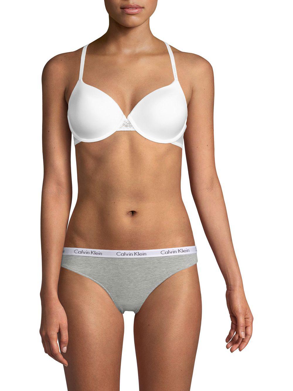 Calvin Klein Synthetic Solid Padded Racerback Bra in White Lyst