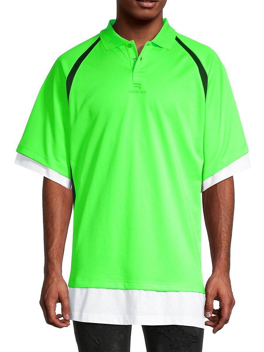 Balenciaga Layered Short Sleeve Polo Shirt in Green for Men | Lyst