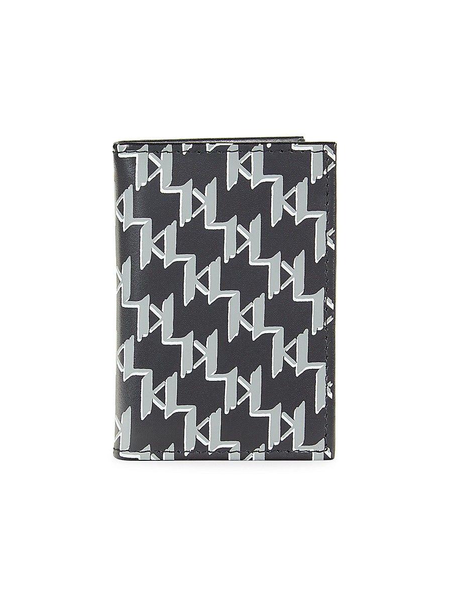 Buy Karl Lagerfeld Men Black KL Monogram Leather Bi-Fold Wallet Online -  910976
