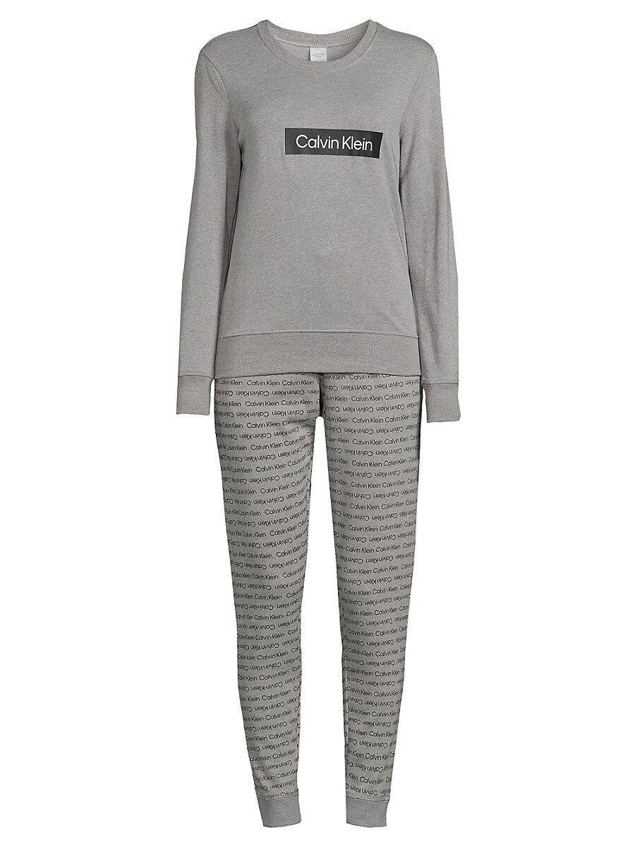 Calvin Klein 2-piece Logo Heathered Pajama Set in Gray |