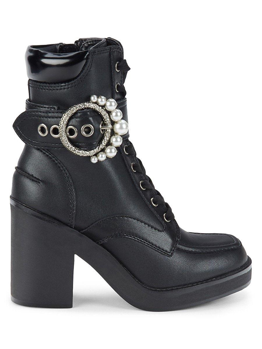 Karl Lagerfeld Dottie Embellished Combat Boots in Black Lyst