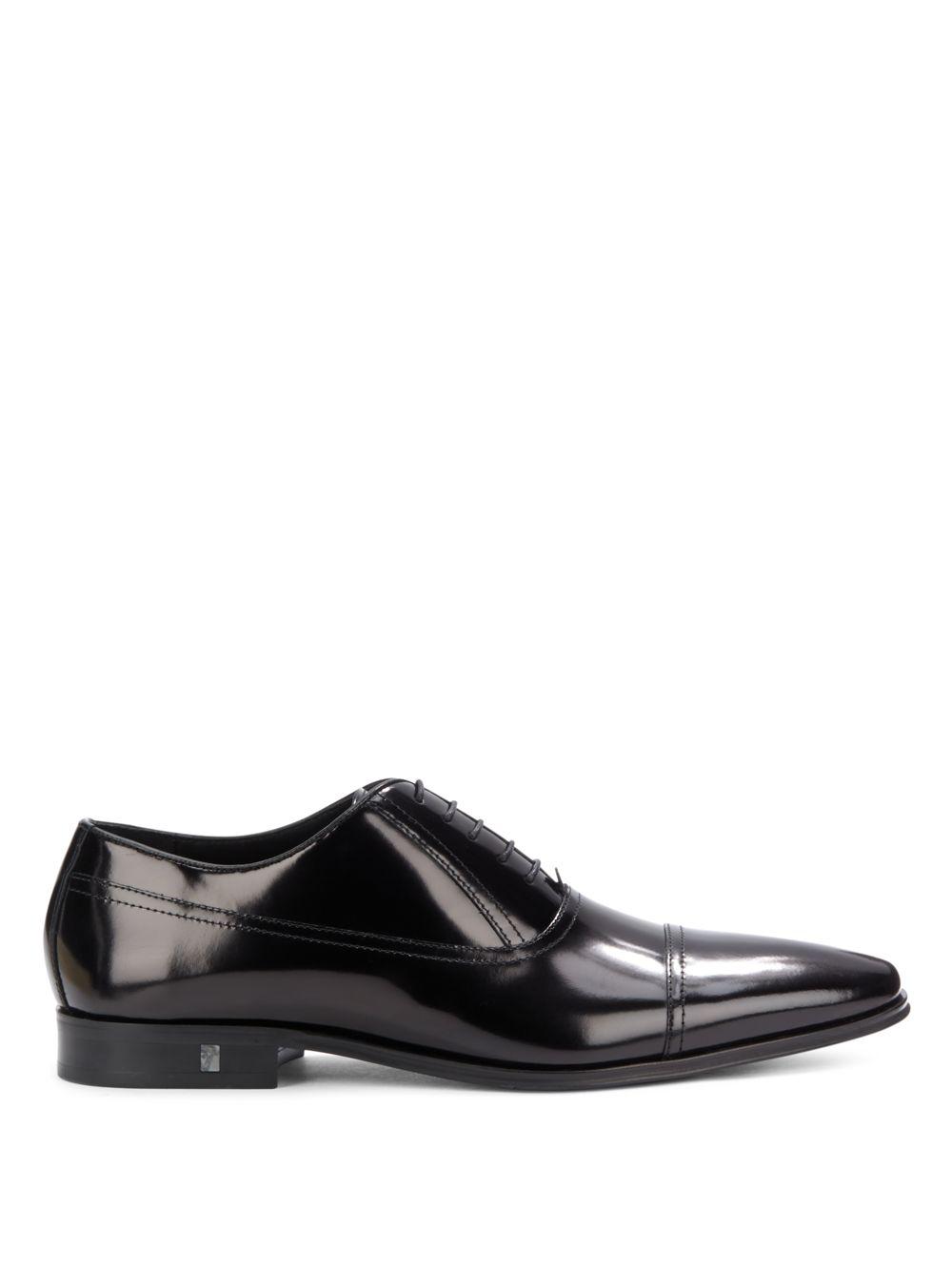 Versace Laceup Leather Dress Shoes in Black for Men Lyst