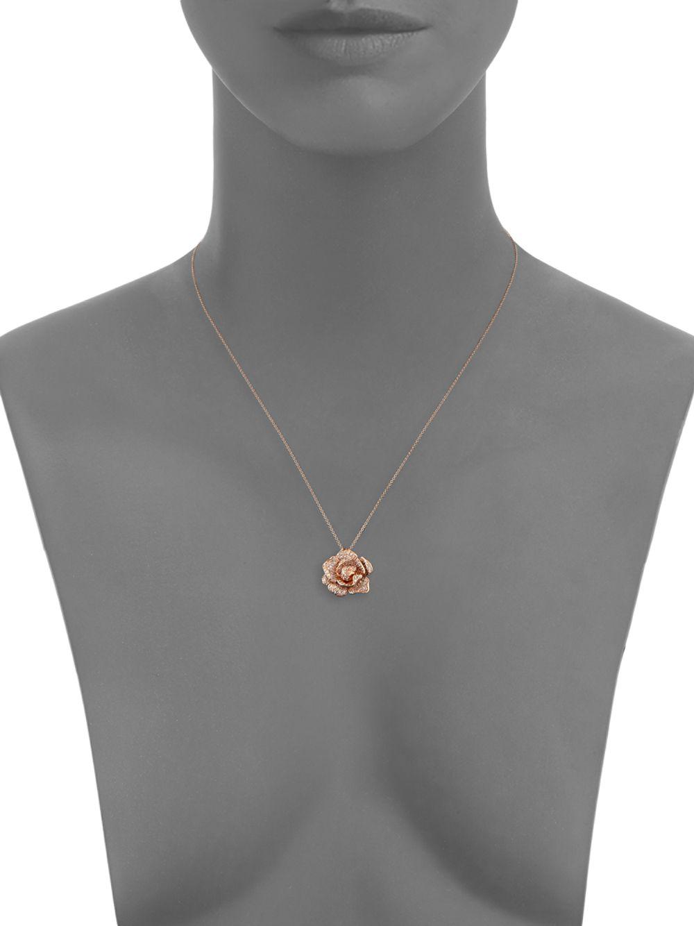 Effy 14k Rose Gold & Diamond Rose Pendant Necklace in Metallic - Lyst