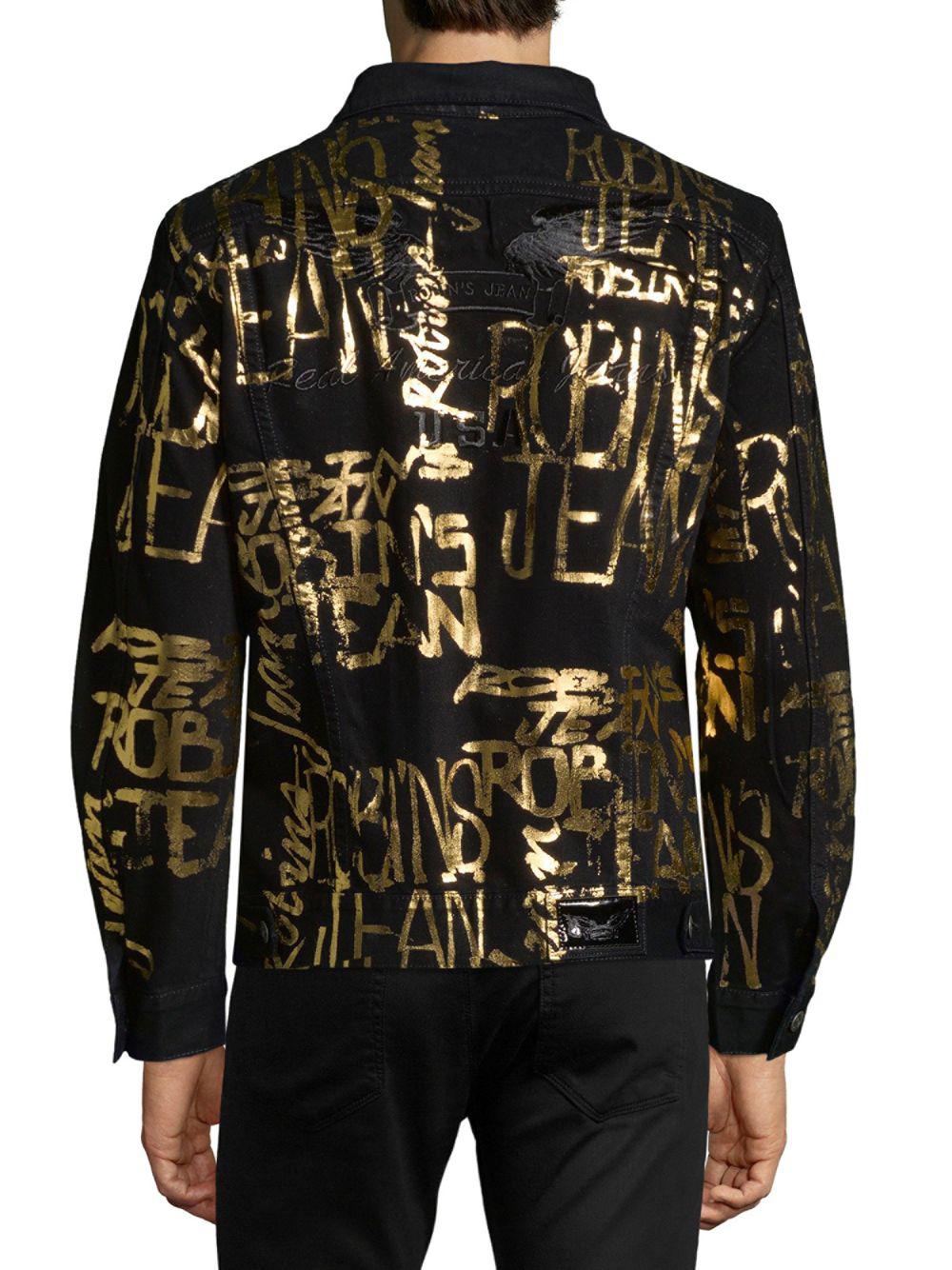 Robin's Jean Gold Logo Denim Jacket in Black for Men - Lyst