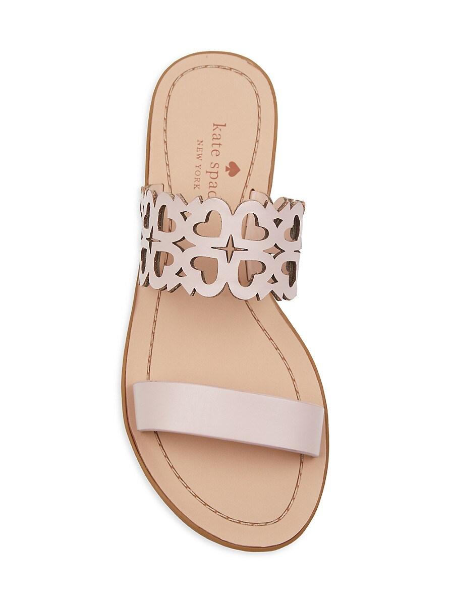 Kate Spade Ambrosia Flat Cutout Leather Sandals in White | Lyst