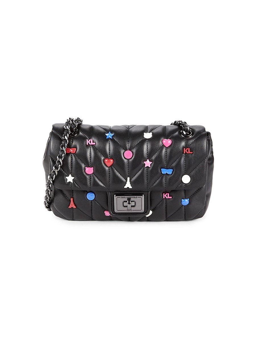 Karl Lagerfeld Agyness Embellished Leather Shoulder Bag in Black Lyst