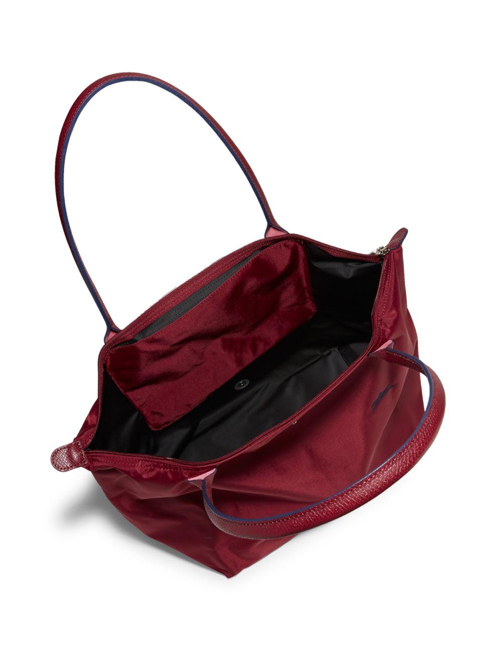 Longchamp Le Pliage Club Leather Top Handle Tote In Garnet