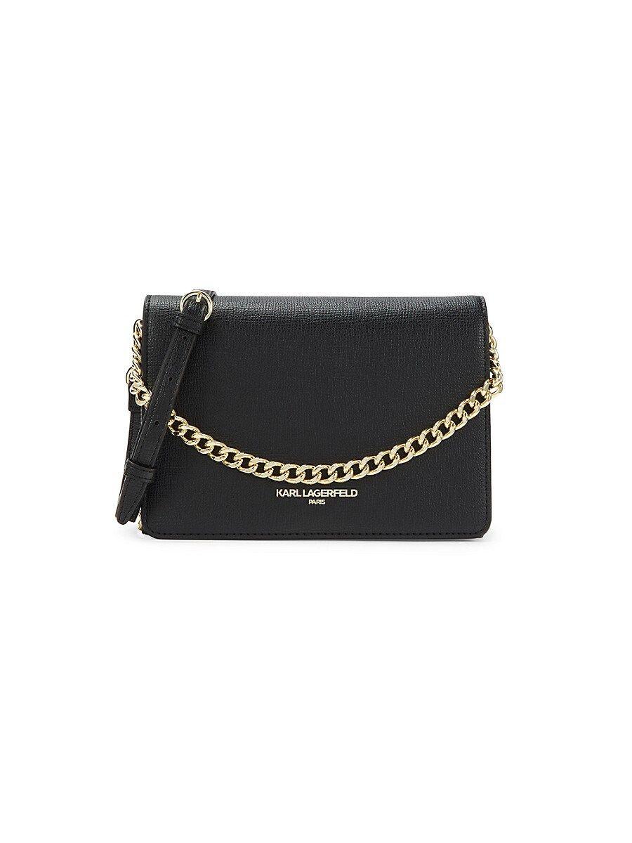 Karl Lagerfeld Karolina Faux Leather Crossbody Bag in Black