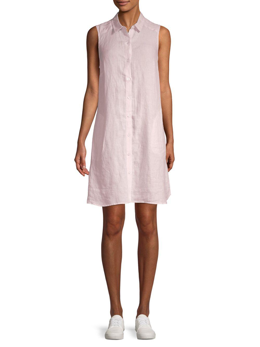 sleeveless linen shirt dress