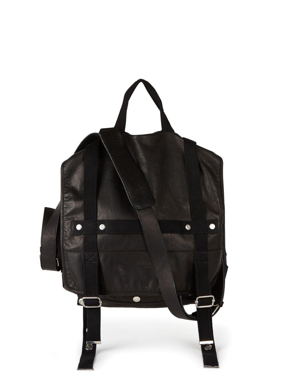 black leather satchel backpack