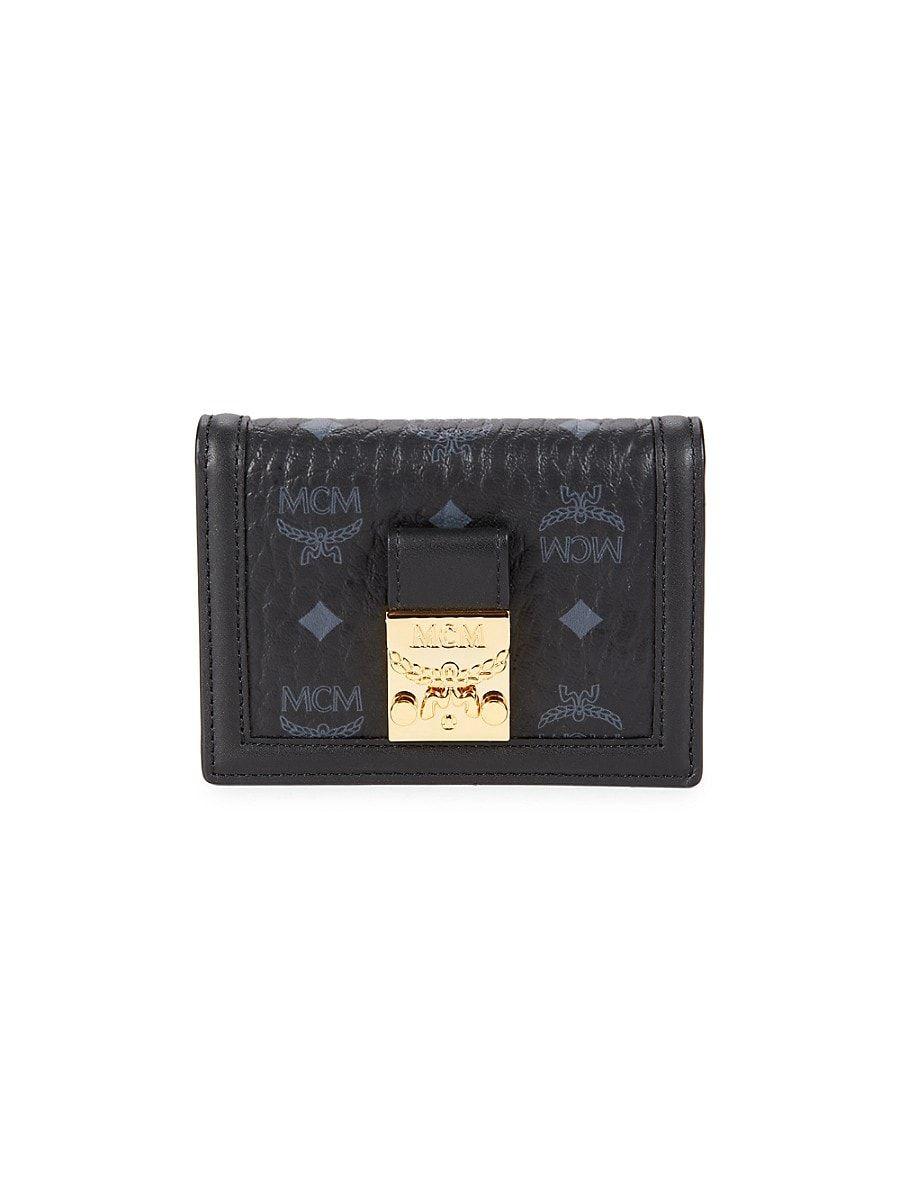 Black Leather Visetos Bifold Wallet