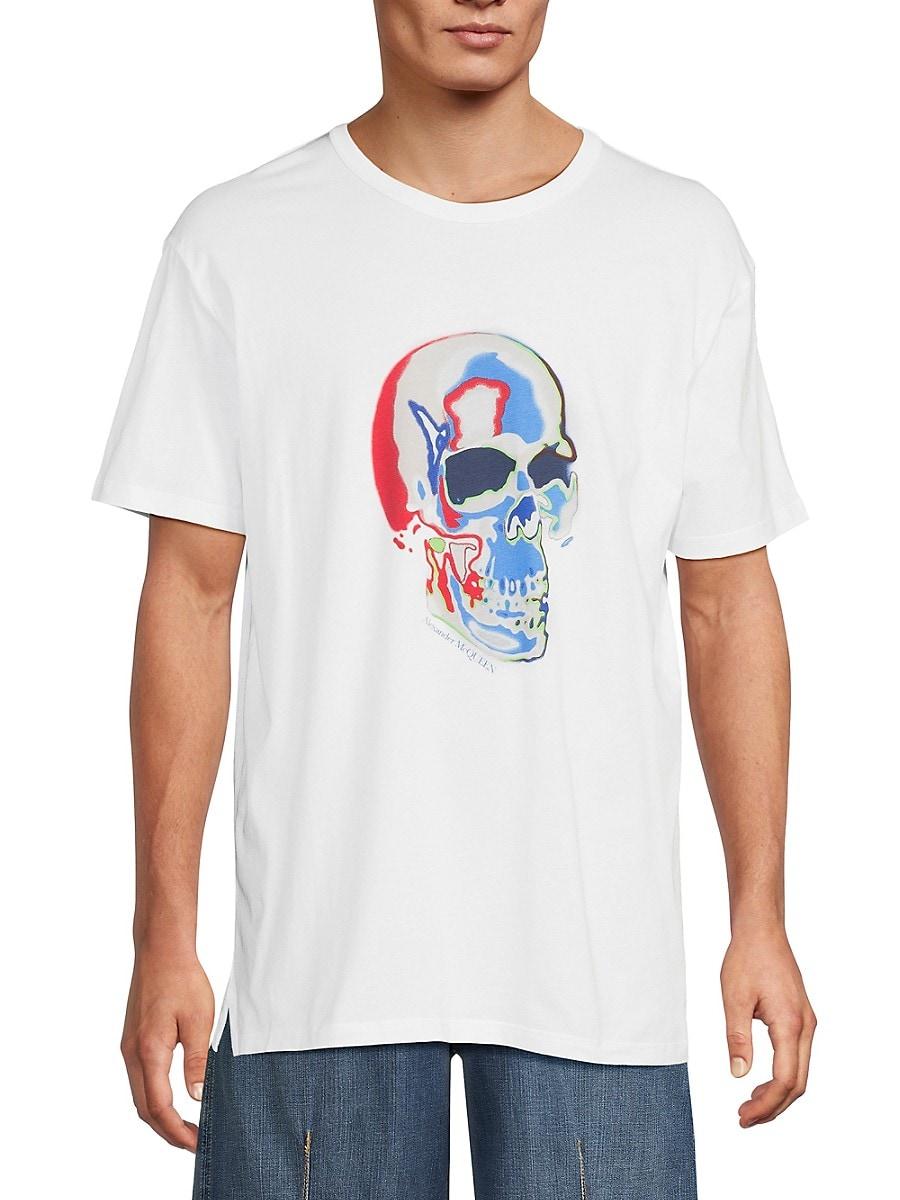 McQueen Solarized Skull Cotton T-Shirt in White for Men Lyst UK