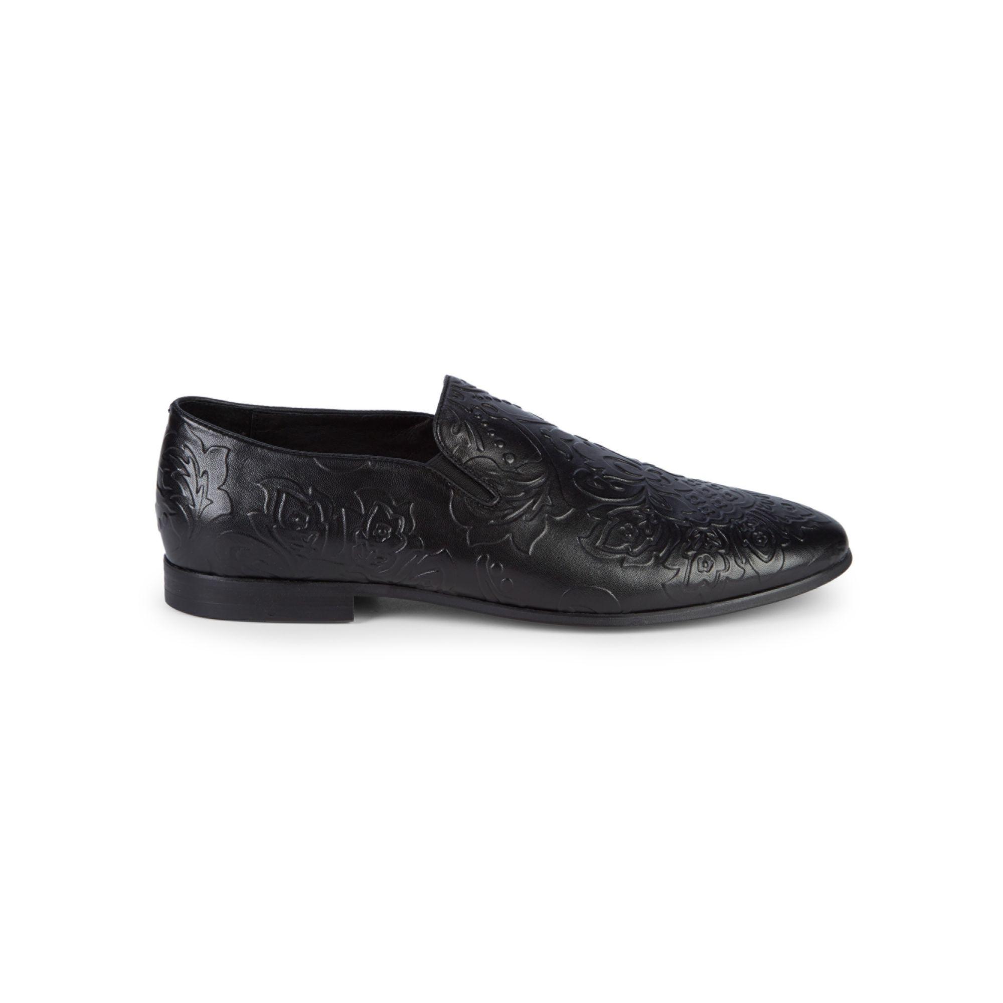 Robert Graham Textured Leather Loafers in Black for Men - Lyst