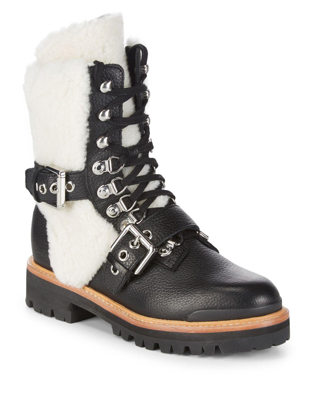 Sigerson Morrison Iris Leather Shearling Mountain Boots in Black - Lyst