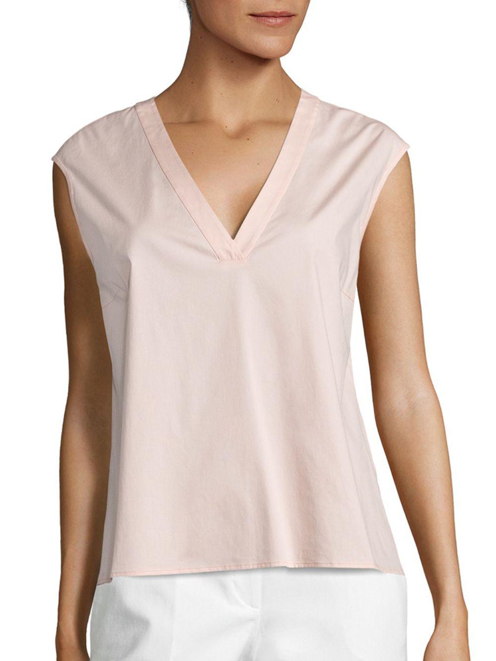 Peserico Cotton Sleeveless V-neck Blouse in Soft Pink (Pink) - Lyst