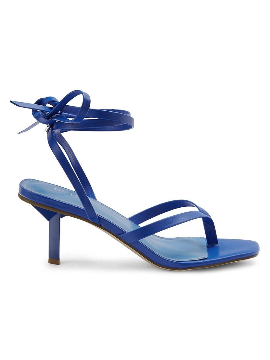 Royal blue top kitten heel sandals
