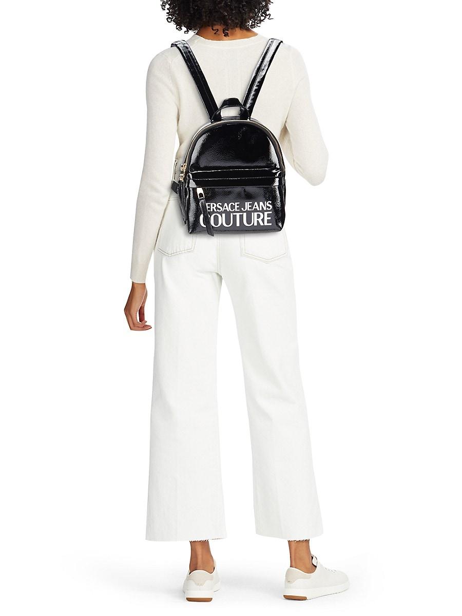 Faux Leather Convertible Logo Backpack 