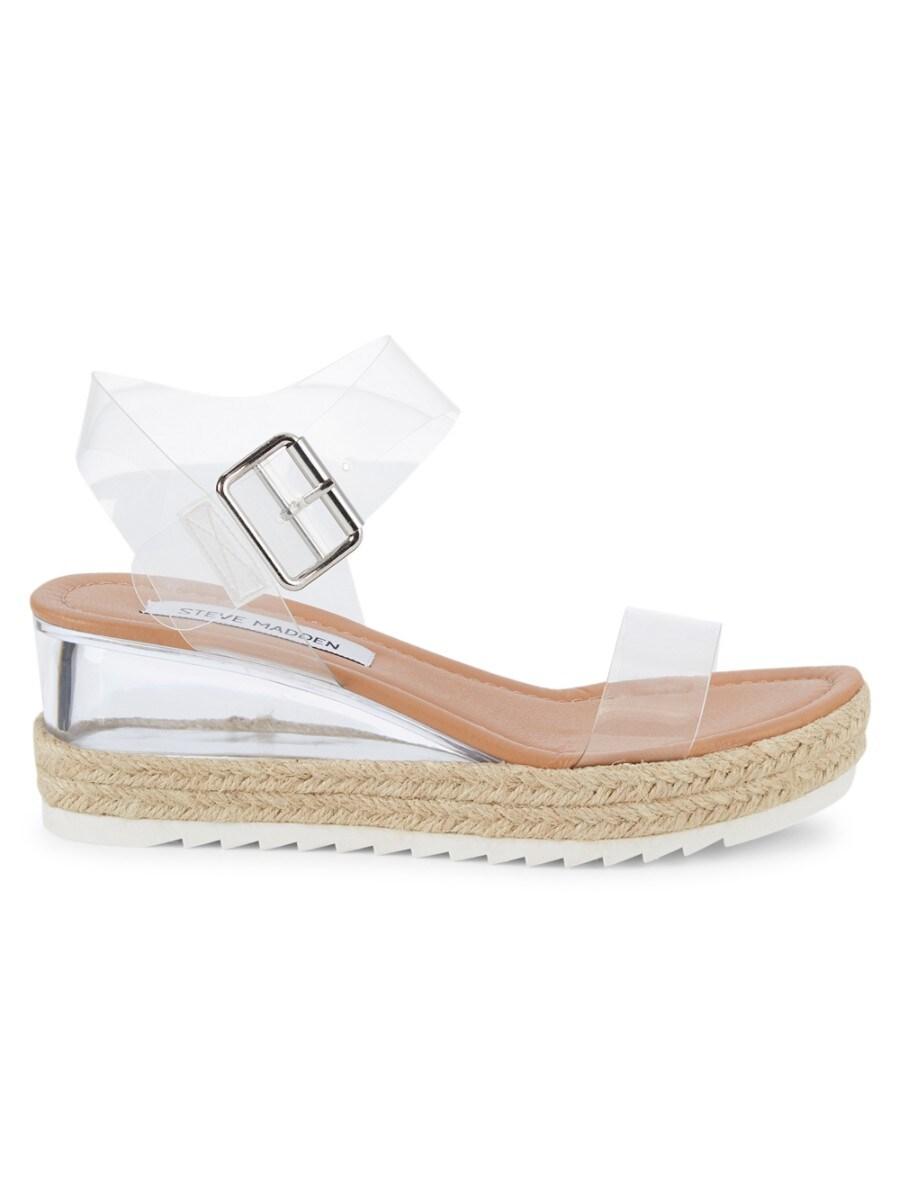 Steve Madden Women's Bardy Pvc Wedge Sandals - Clear - Size 6.5 in White |  Lyst