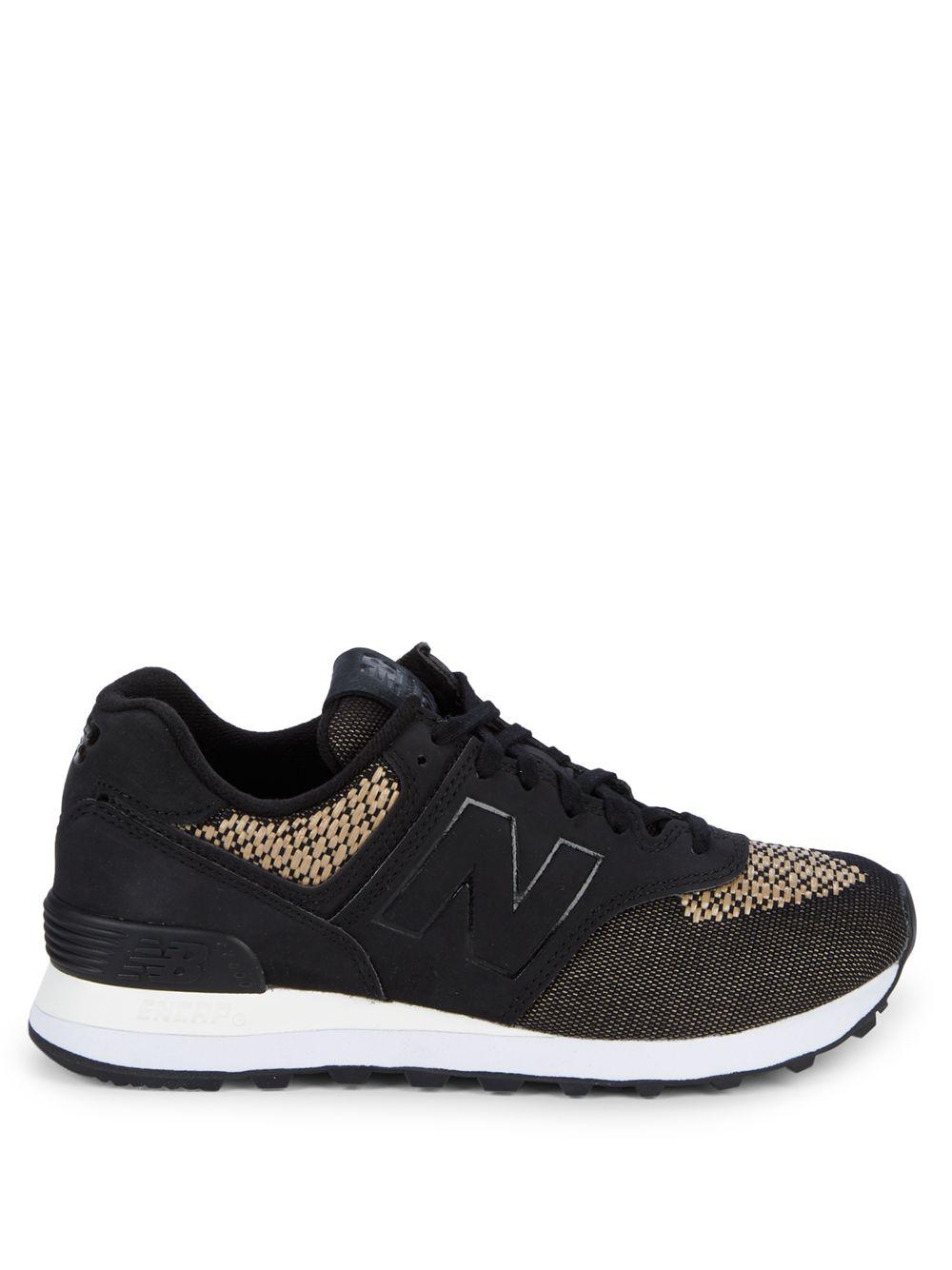 New Balance Suede Platform Lace-up Logo Sneakers in Black for Men - Lyst