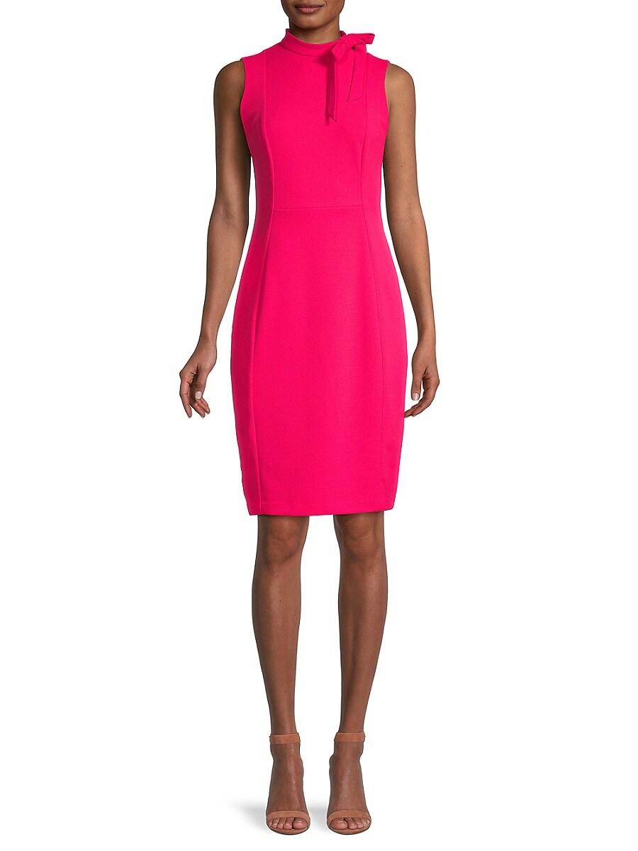 Calvin Klein Tie-neck Sheath Dress in Pink | Lyst