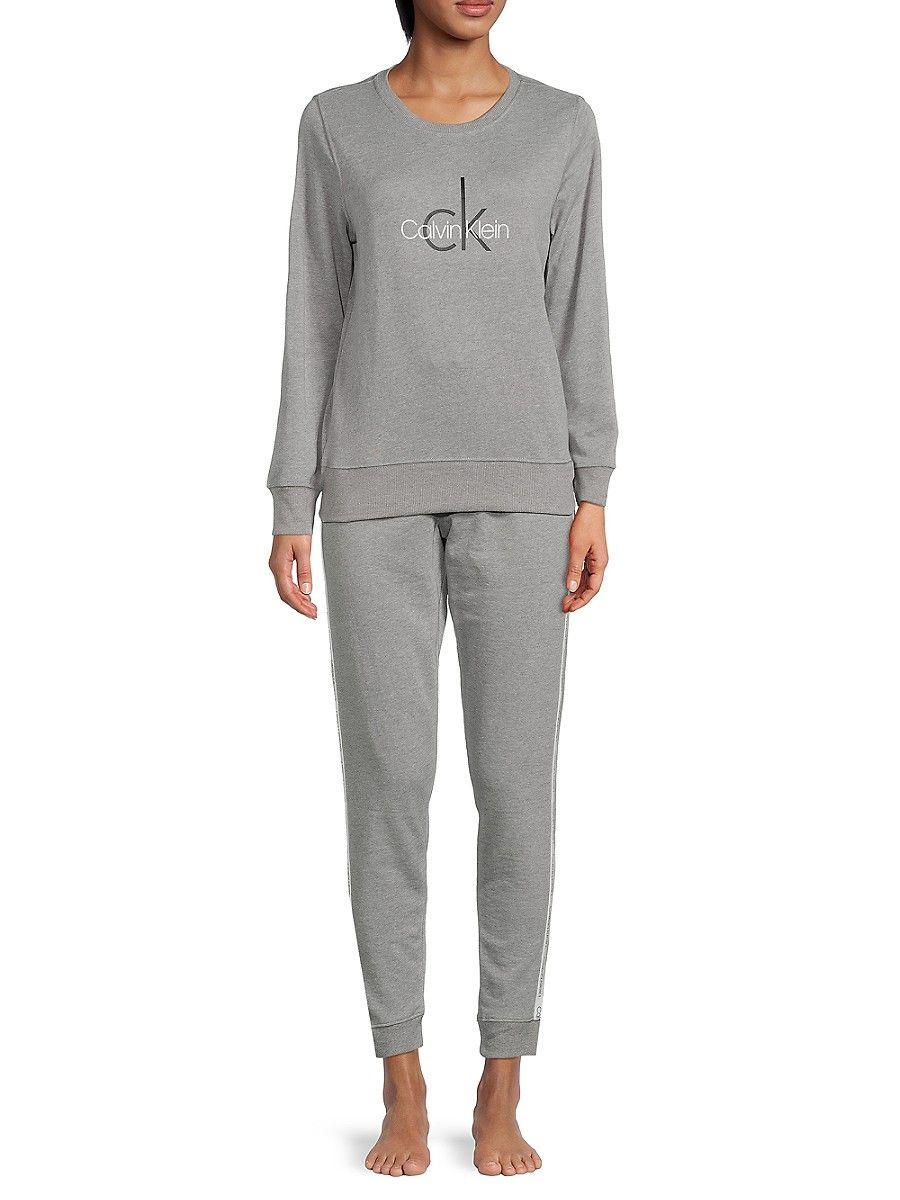 Calvin Klein 2-piece Logo Pajama Set in Gray | Lyst
