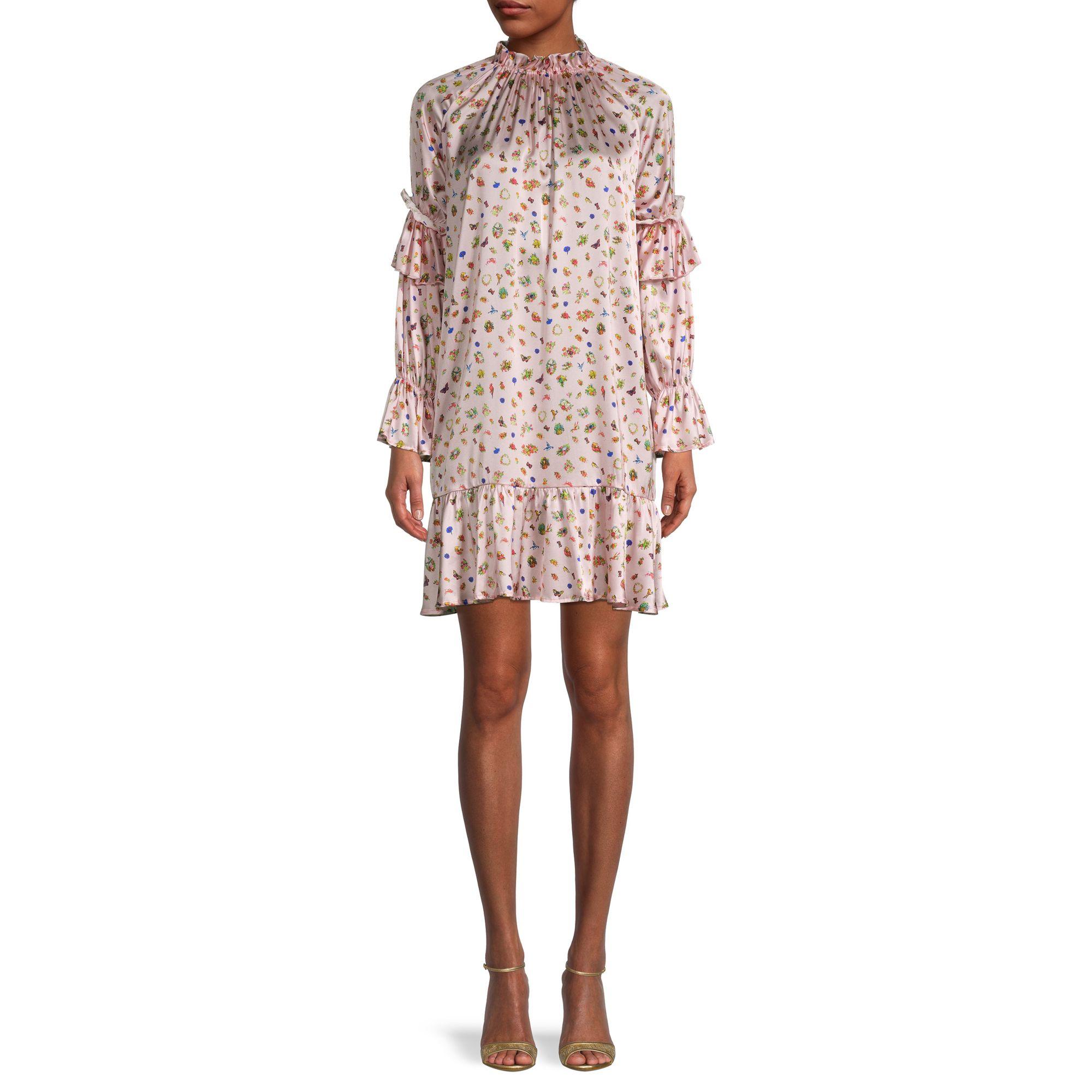 Cynthia Rowley Penny Floral Butterfly Silk-satin Shift Dress in Pink - Lyst