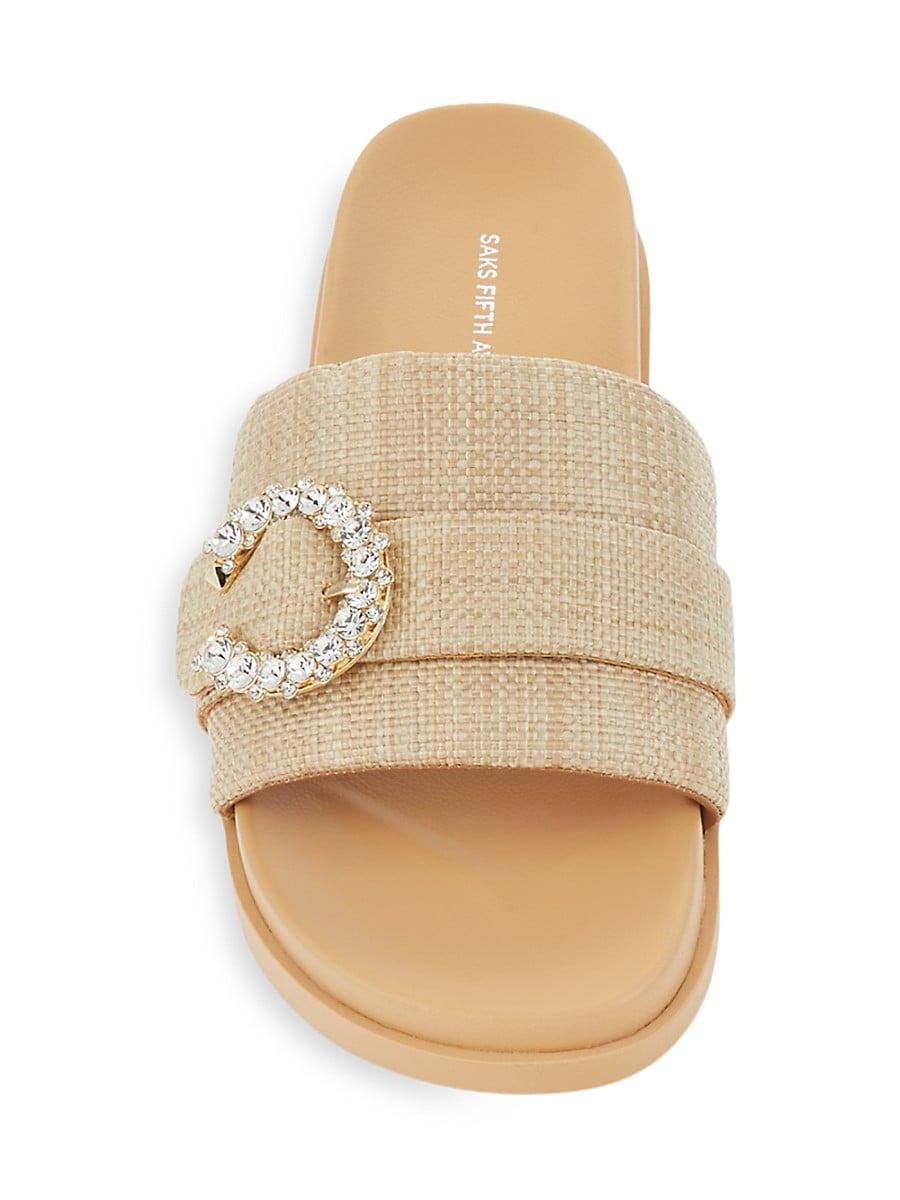 Saks Fifth Avenue Saks Fifth Avenue Sophie Crystal Buckle Slides in White |  Lyst Australia