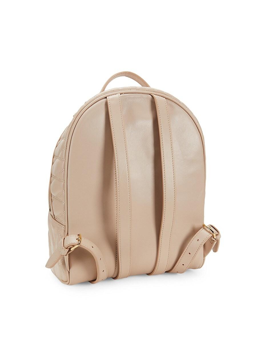 beige leather backpack