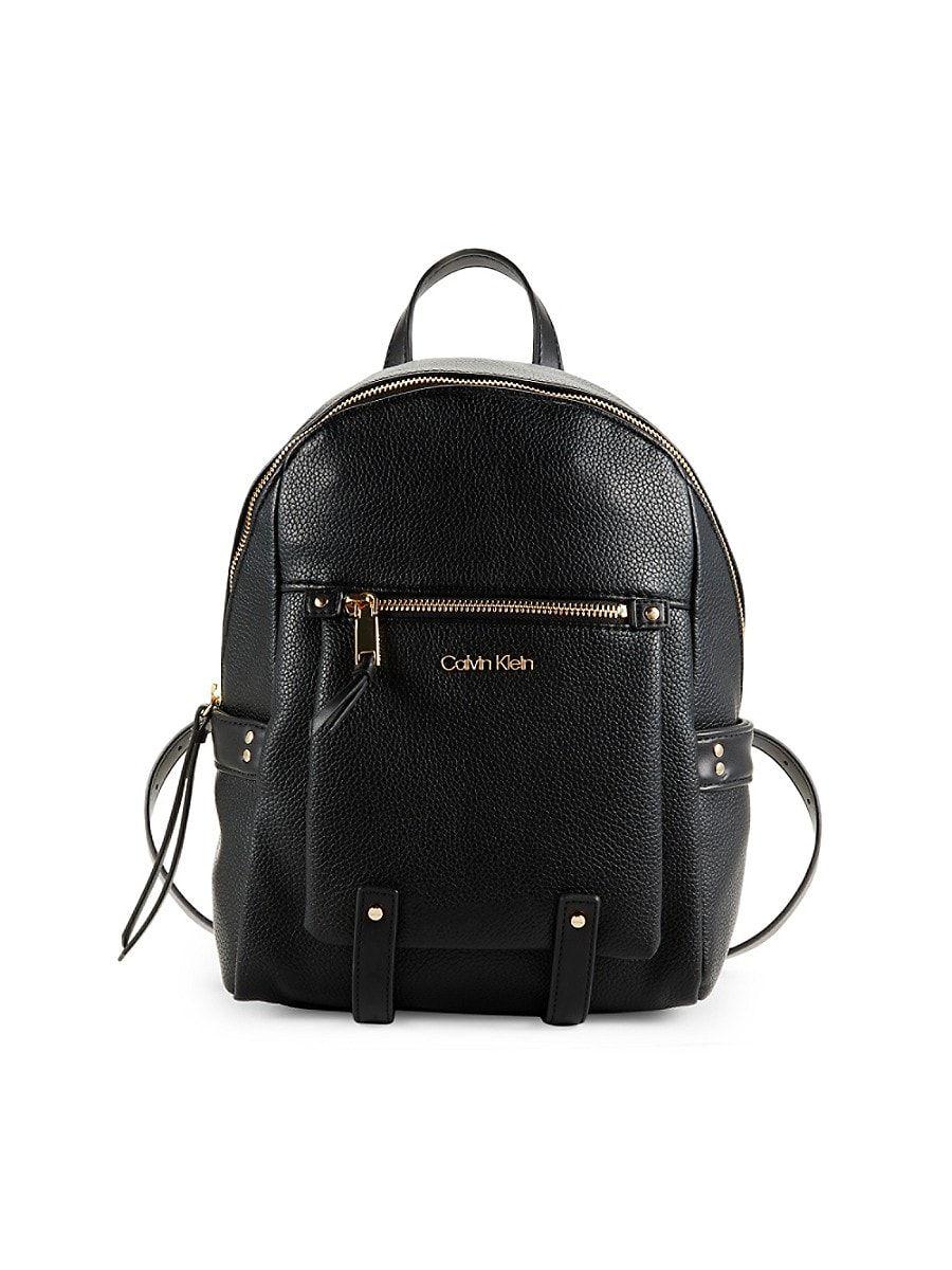 Calvin Klein Mava Logo Leather Backpack in Black | Lyst