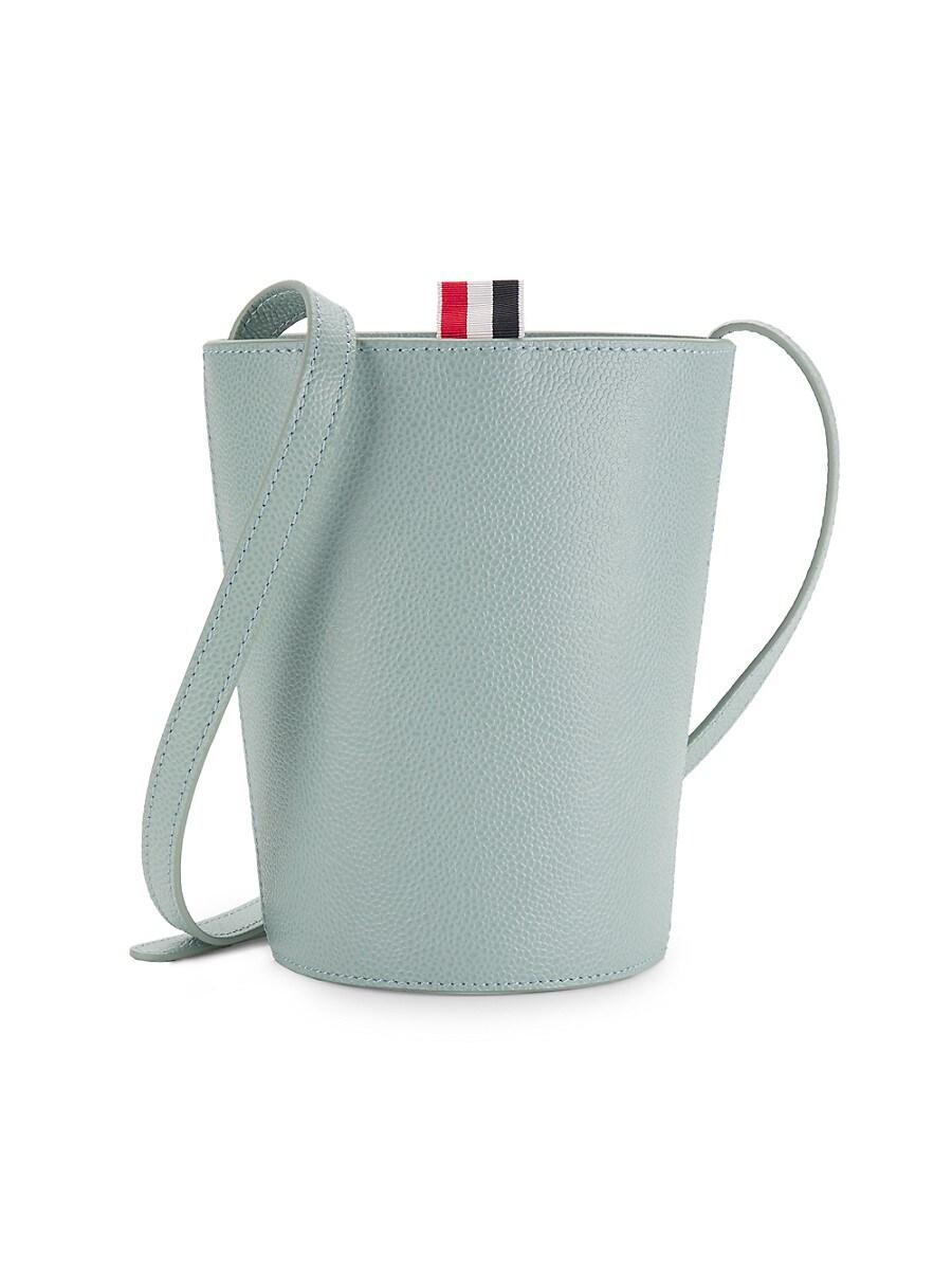 Thom Browne Logo Leather Bucket Bag in Blue | Lyst