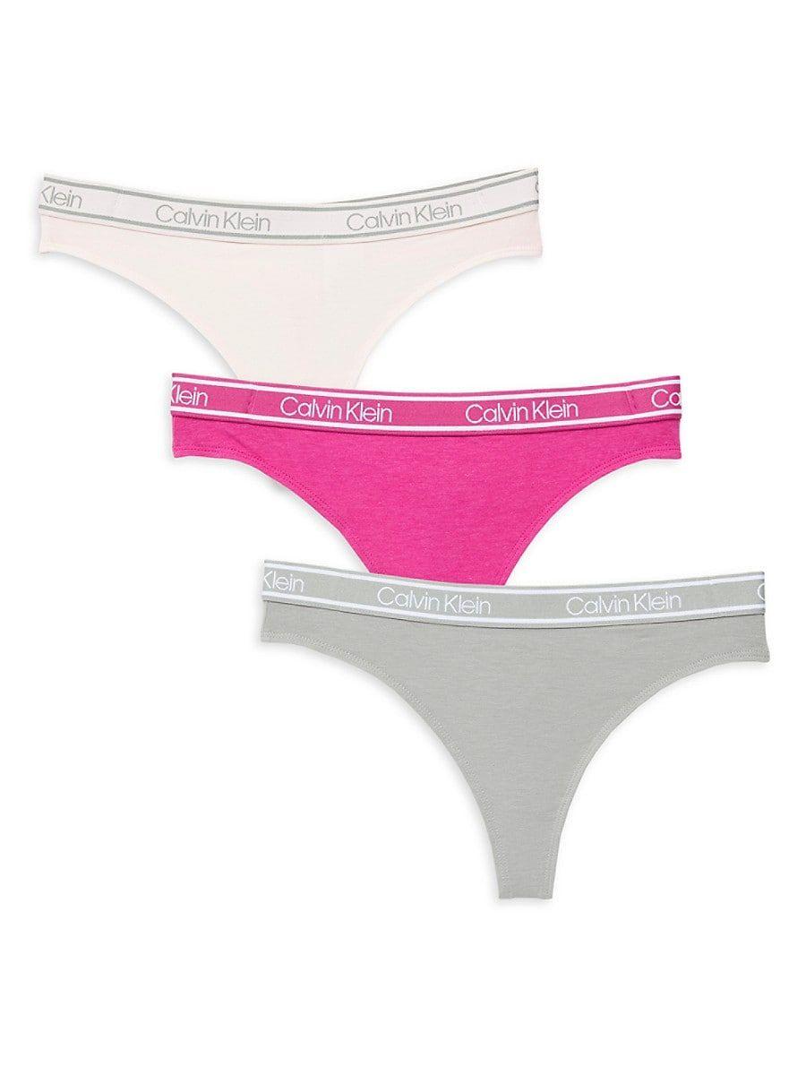 Calvin Klein 3-pack Logo Thongs in Pink | Lyst