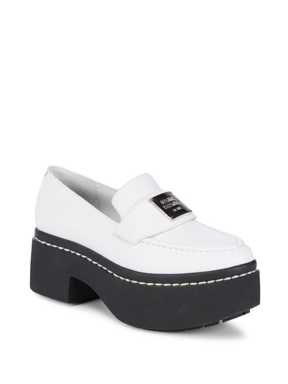 platform white loafers
