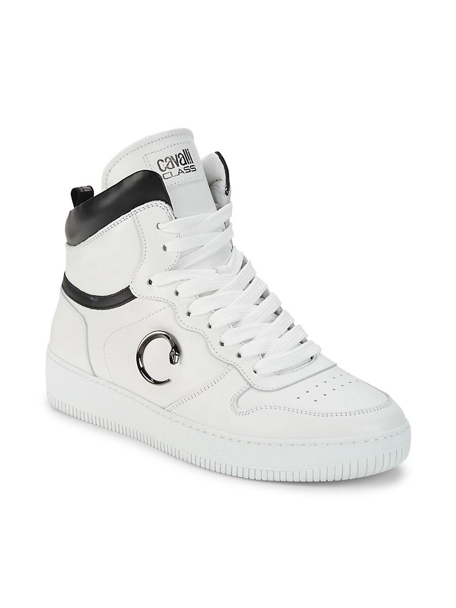 Roberto Cavalli Leather High-top Sneakers in White Lyst
