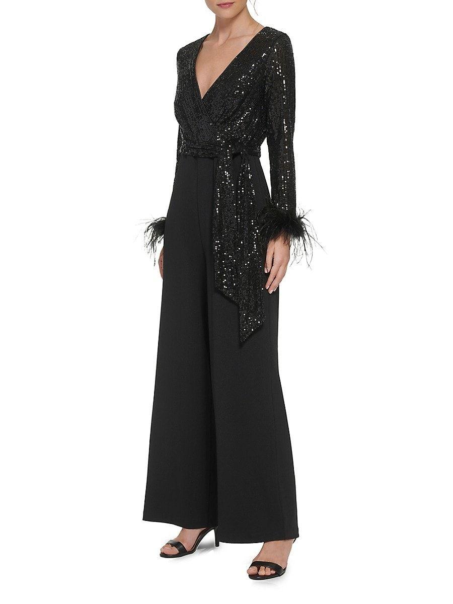 Eliza j sequin sales faux wrap dress