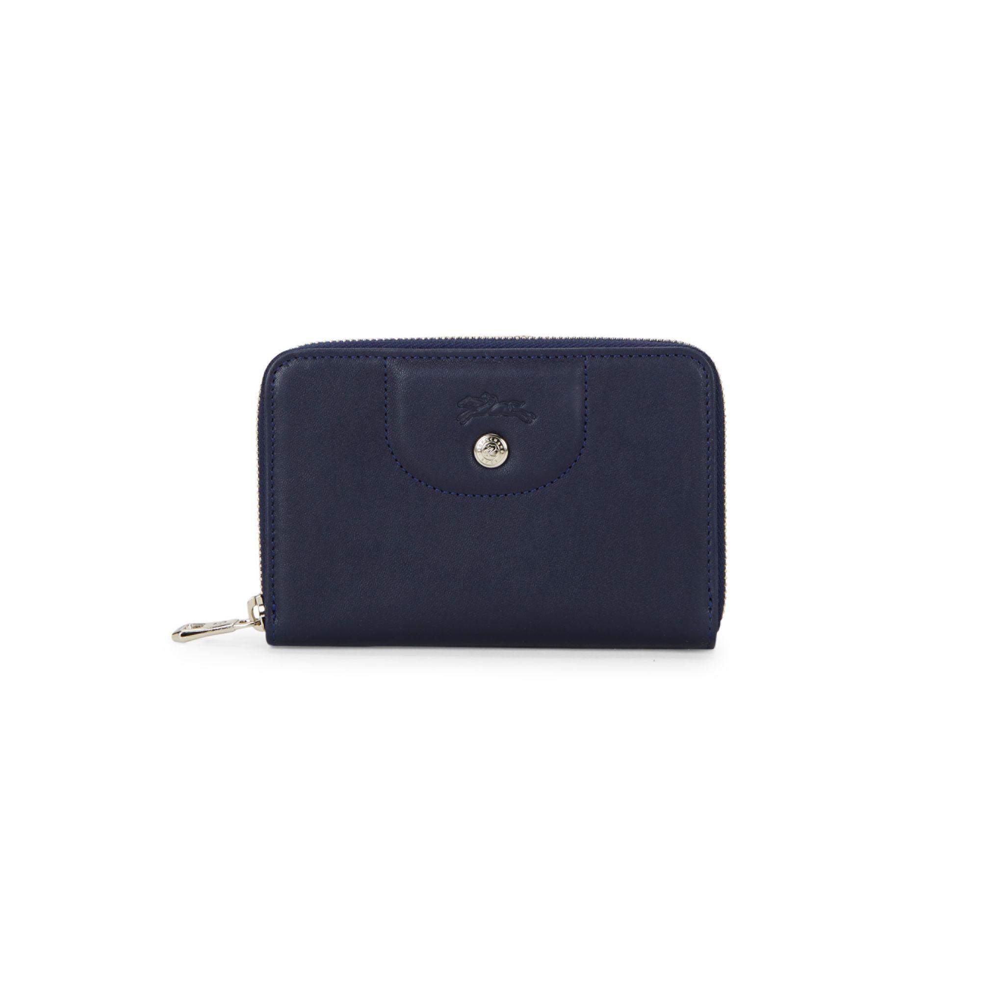 Longchamp Leather Ziparound Wallet in Navy (Blue) Lyst