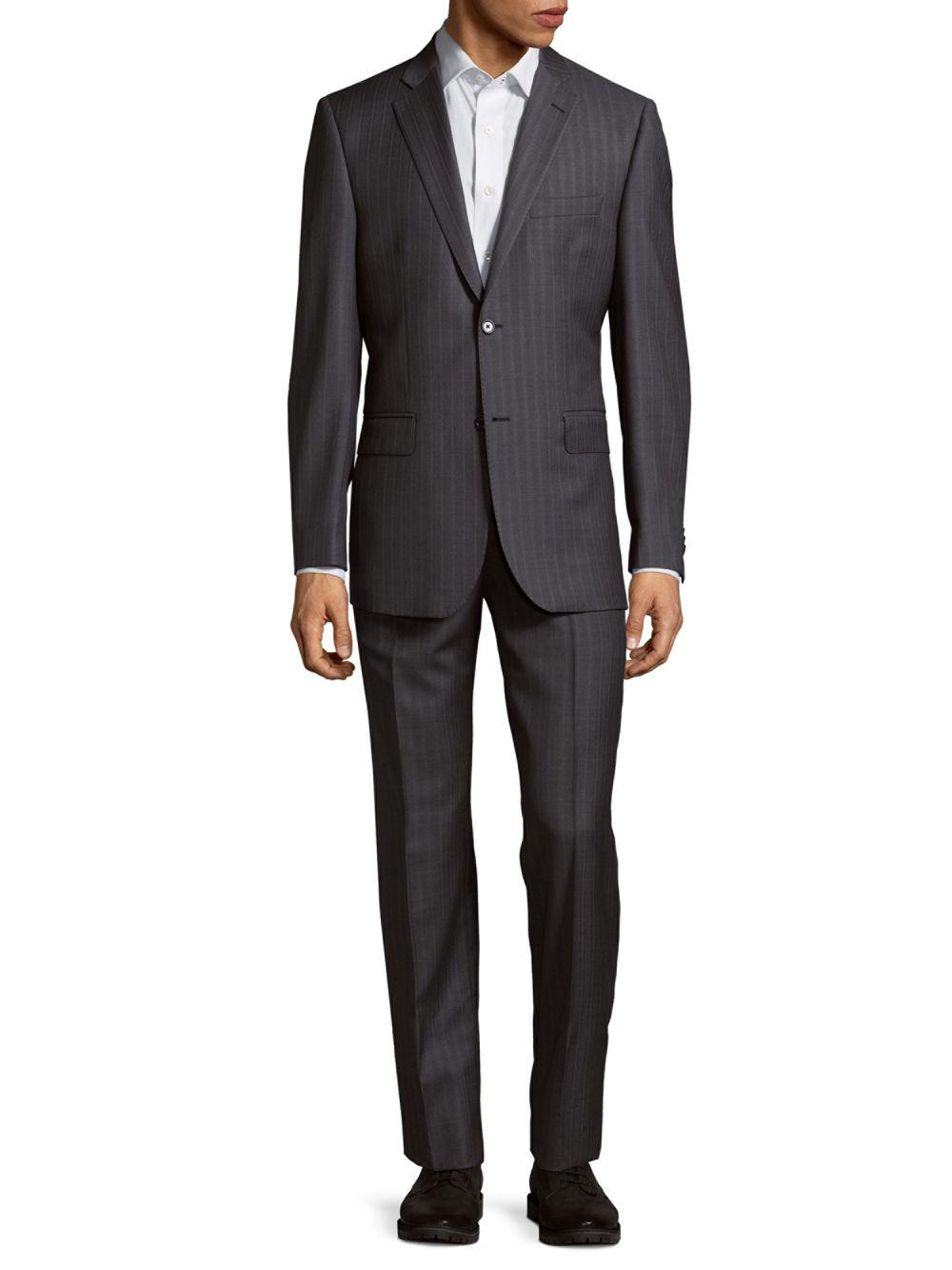 Saks Fifth Avenue Wool Buttoned Suit in Gray for Men Save 13 Lyst