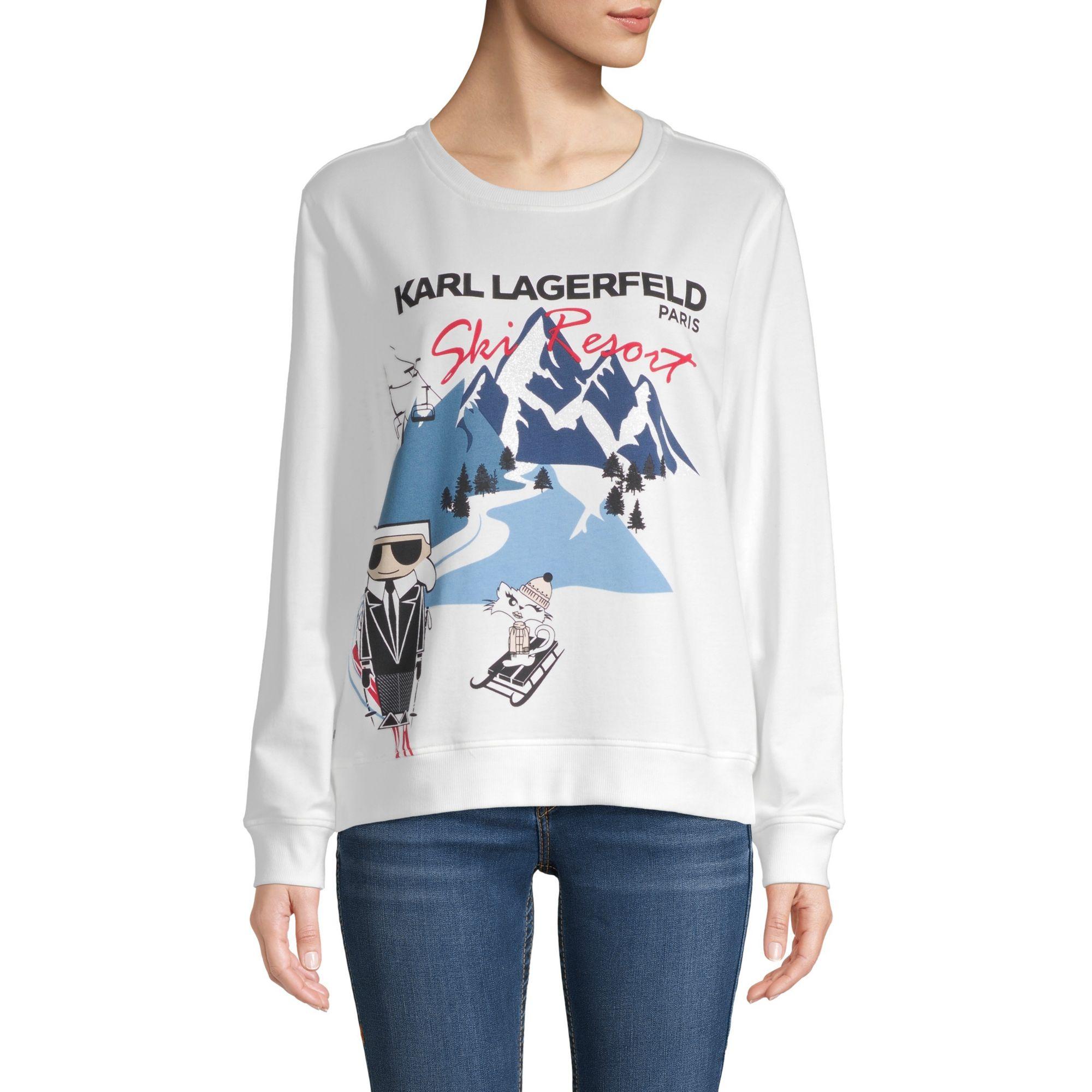 Karl Lagerfeld Ski Resort Sweatshirt in White | Lyst