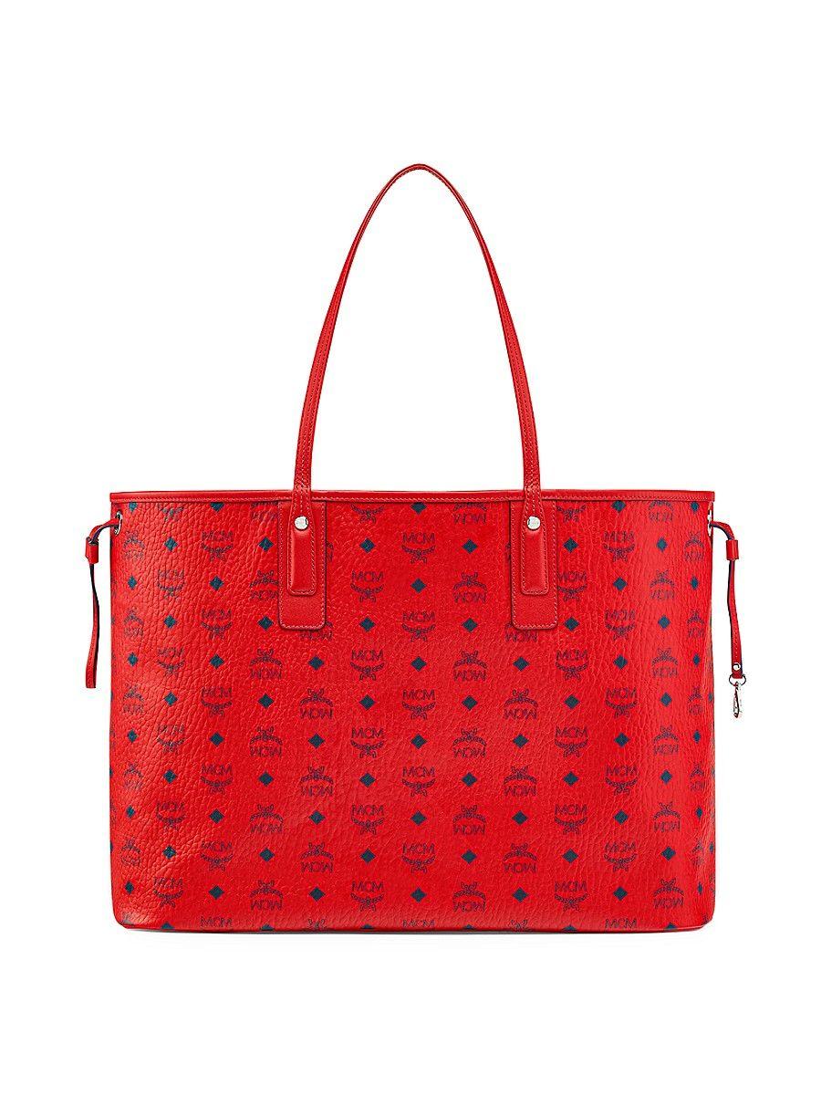 MCM Large Liz Reversible Visetos Shopper in Red