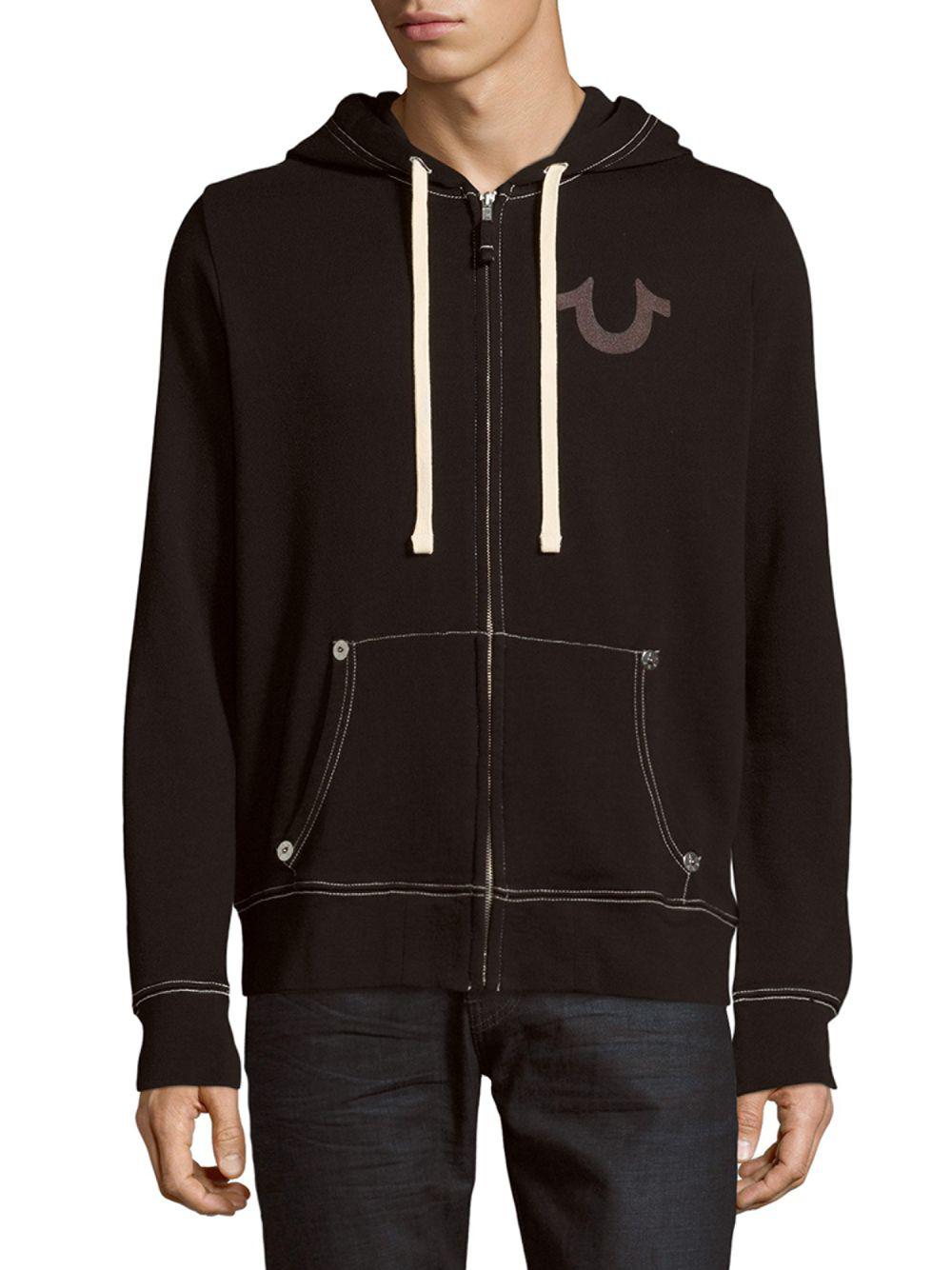 True Religion Cotton Classic Logo Zip-up Hoodie in Black for Men - Lyst